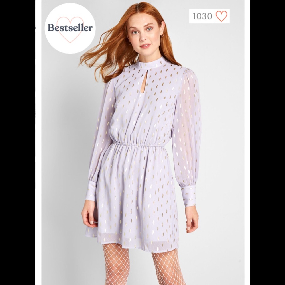 Adorable NWT ModCloth Chiffon You Mock Neck Dress